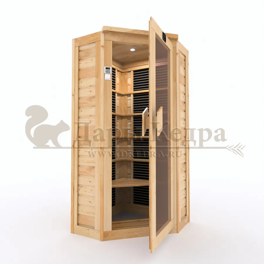 Одноместная угловая инфракрасная сауна кабина из кедра с карбоновыми излучателями