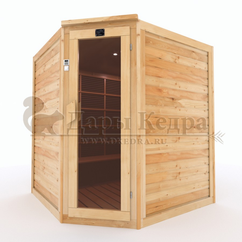 Четырёхместная угловая инфракрасная сауна кабина из кедра с карбоновыми излучателями Четырёхместная угловая инфракрасная сауна кабина из кедра с карбоновыми излучателями